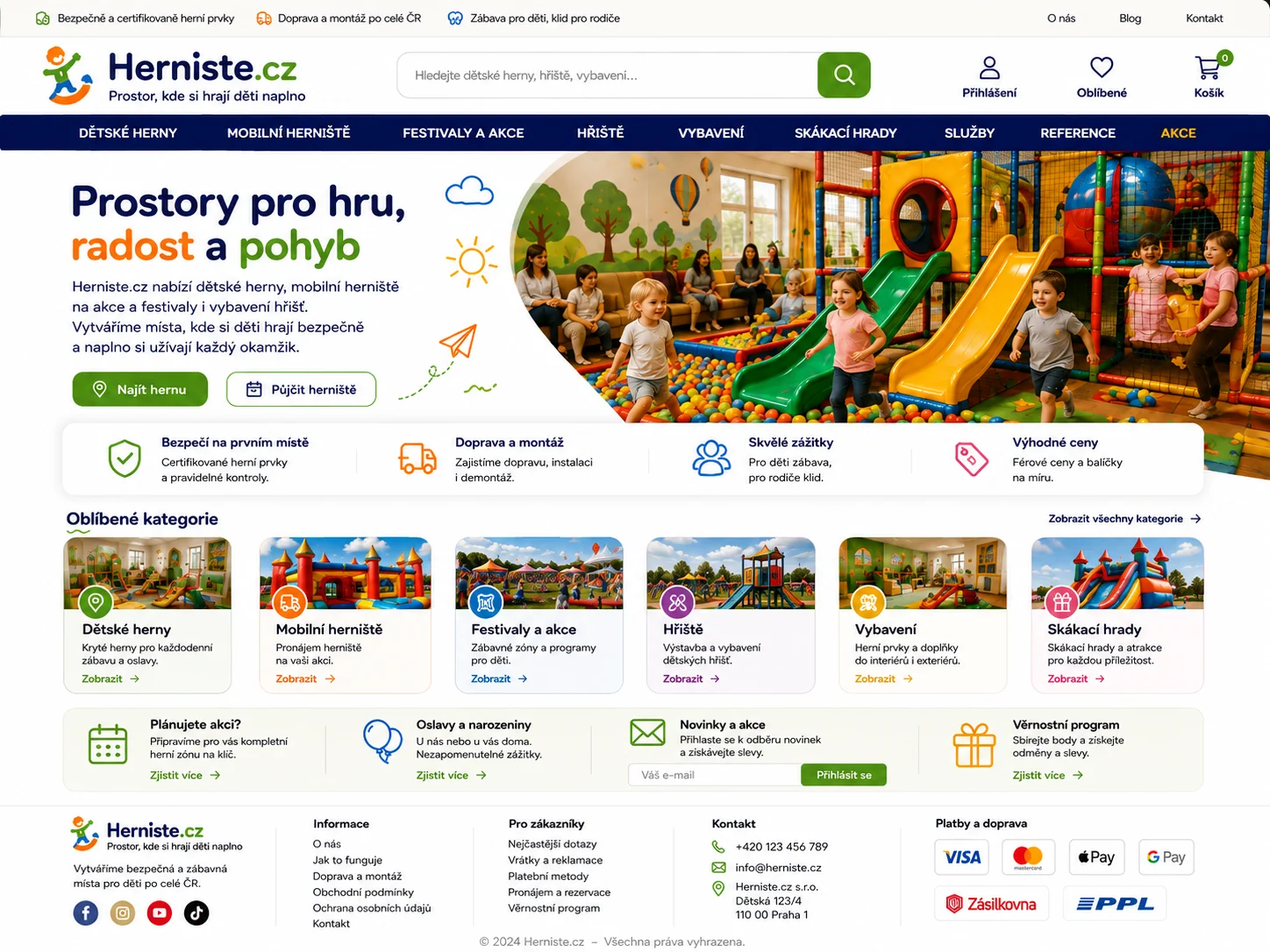 Další ilustrační návrh webu Herniste.cz: Další podoba herního centra